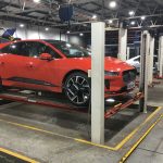 Jaguar EV at a specialised service garage